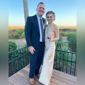 Show Me Your Mumu Jasmine Halter Maxi Dress in Champagne Luxe Satin XXS